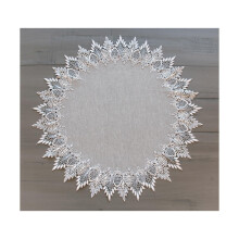 Elegant 24 Inch Round Silver Lace Table Topper Large Doily for Weddings and Home Décor