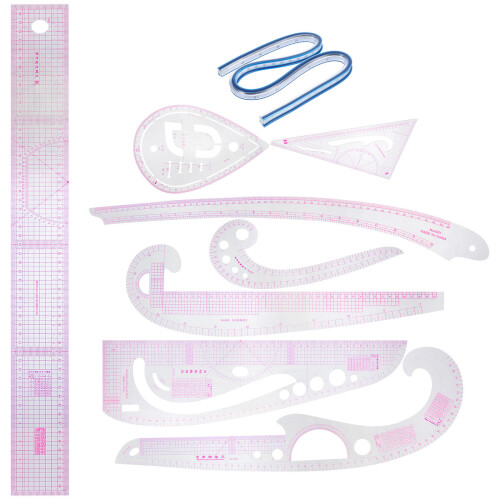 2 Sets Sewing Ruler French Curve Pattern Tailor Measure