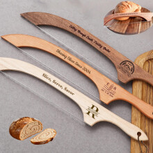Sourdough Bread Knife with Ergonomic Bow Handle, Wooden Engraved Cutter 15.7' Stainless Steel