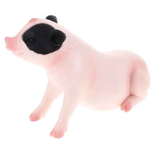 4Pcs Plastic Animal Model Light Yellow Realistic Pig Figurines 2