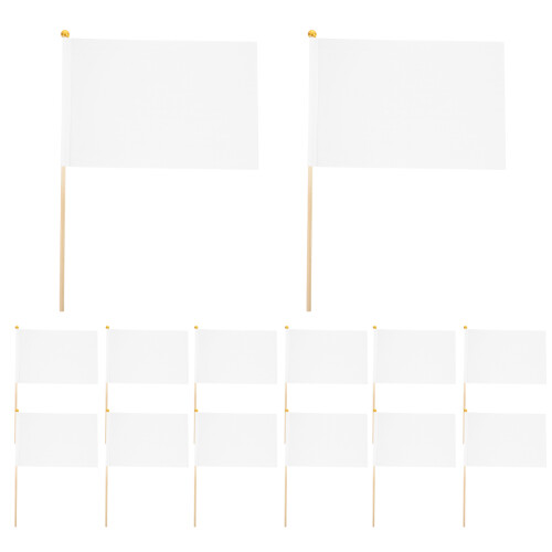 150Pcs White Hand Waving Flags Durable Polyester Wood Party Use