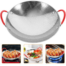 3Pcs Stainless Steel Wok Set Double Handle Cooking Pans Silver