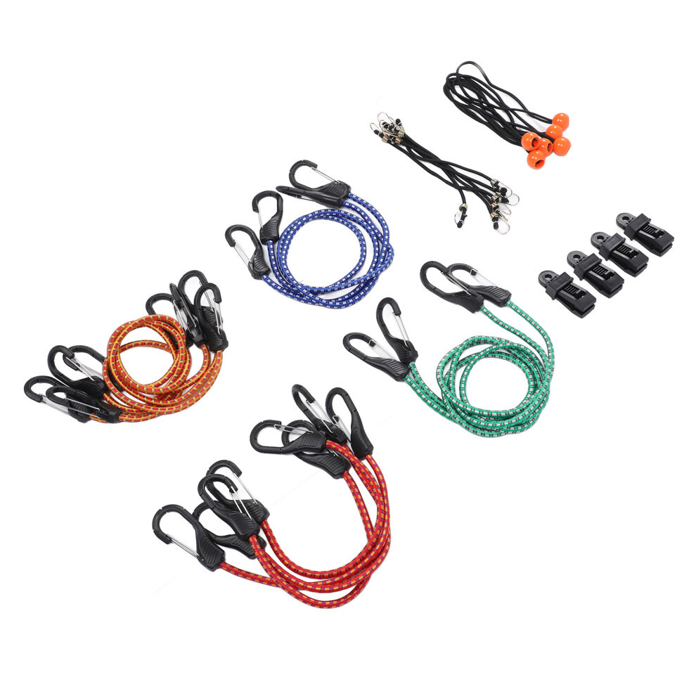 28 Pcs Bungee Cord Set Rubber Tie-Down Straps With Hooks For Camping & Luggage 7891383397848