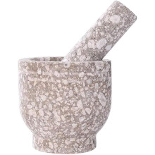 Natural Stone Mortar and Pestle Set for Guacamole Bowl, Spices and Herbs, Durable Traditional Design