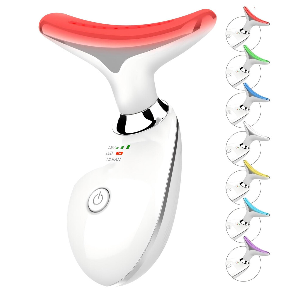 Light/White Led Face Massager With 7Color Therapy And Heat Vibration For Skin Firming And Smoothing