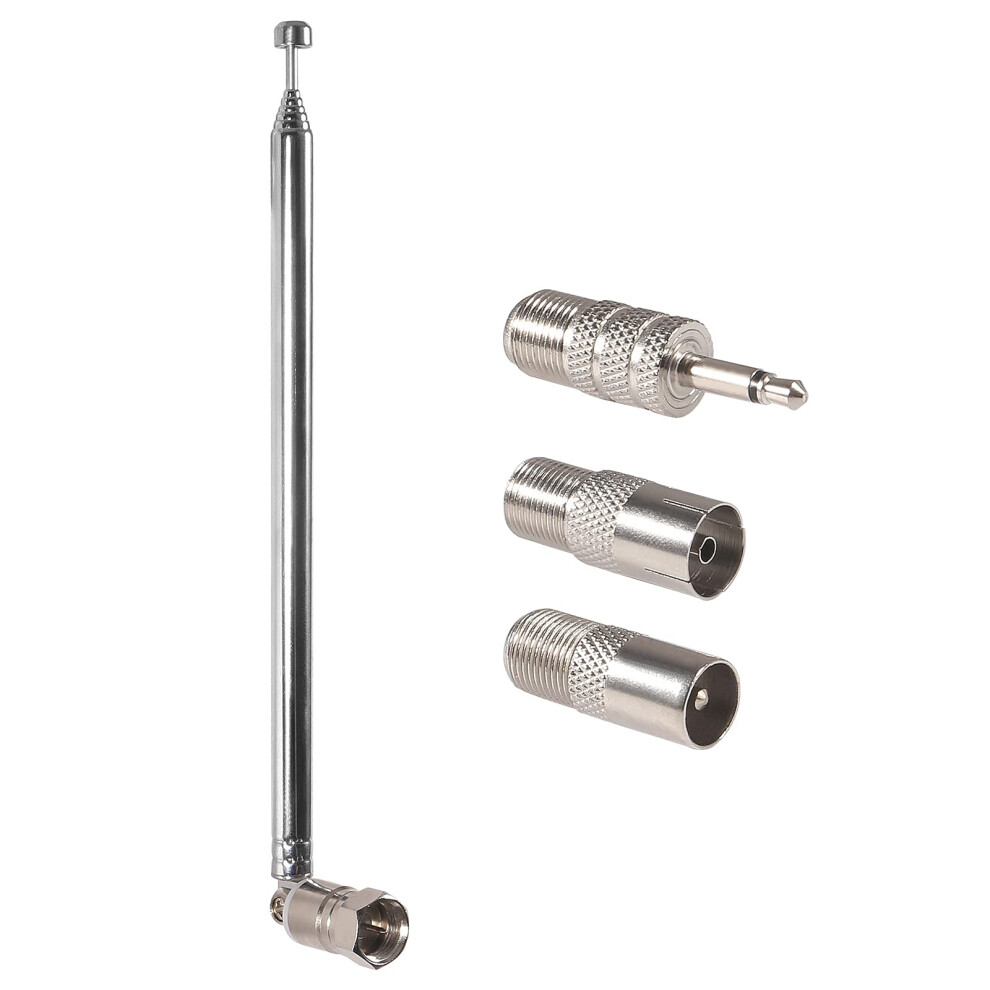 Fm Radio Antenna 75 Ohm Telescopic Ftype Plug With 3 Connectors For Indoor Stereo Reception 9174973510864