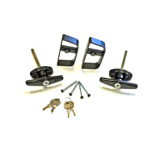 Black T Handle Door Lock Set Keyed Alike 4.5in for Shed Gate Playhouse Coops Thick Doors 2 Pack