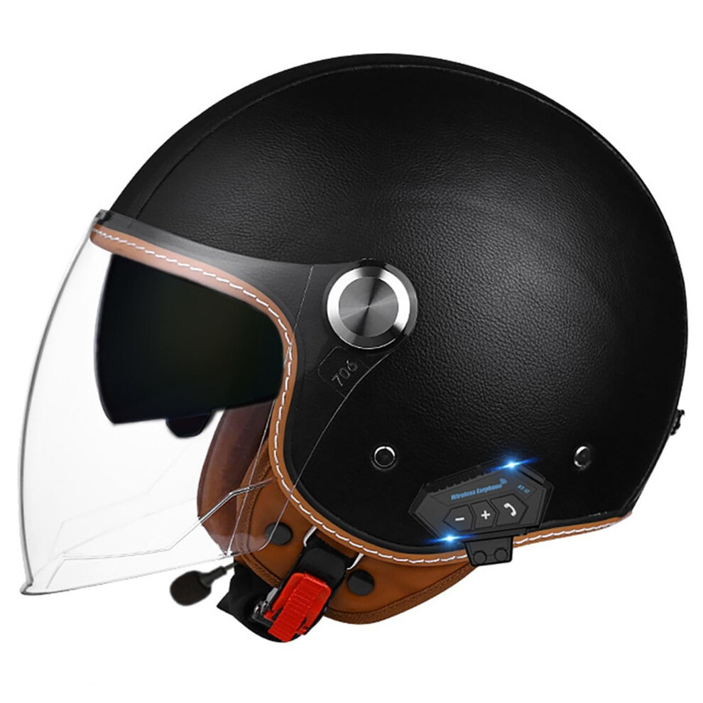 Bluetooth Motorcycle Helmet Dot Approved 3/4 Open Face With Double Visor For Cruiser Scooter Atv 9455672864305