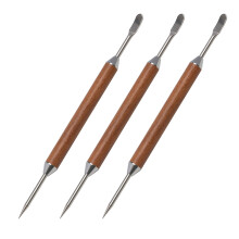 Latte Art Pen Set Stainless Steel with Wooden Handle for Cappuccino Espresso Decorating 3 Pcs