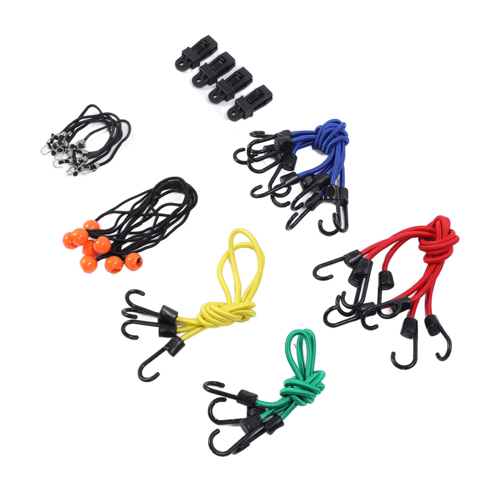32-Piece Heavy Duty Bungee Cord Set With Hooks, Balls & Clips 5081383397968