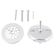 Chrome Bathtub Drain Kit with Tub Overflow Plate, RustResistant, Fits 1.5 Inch and 1.375 Inch