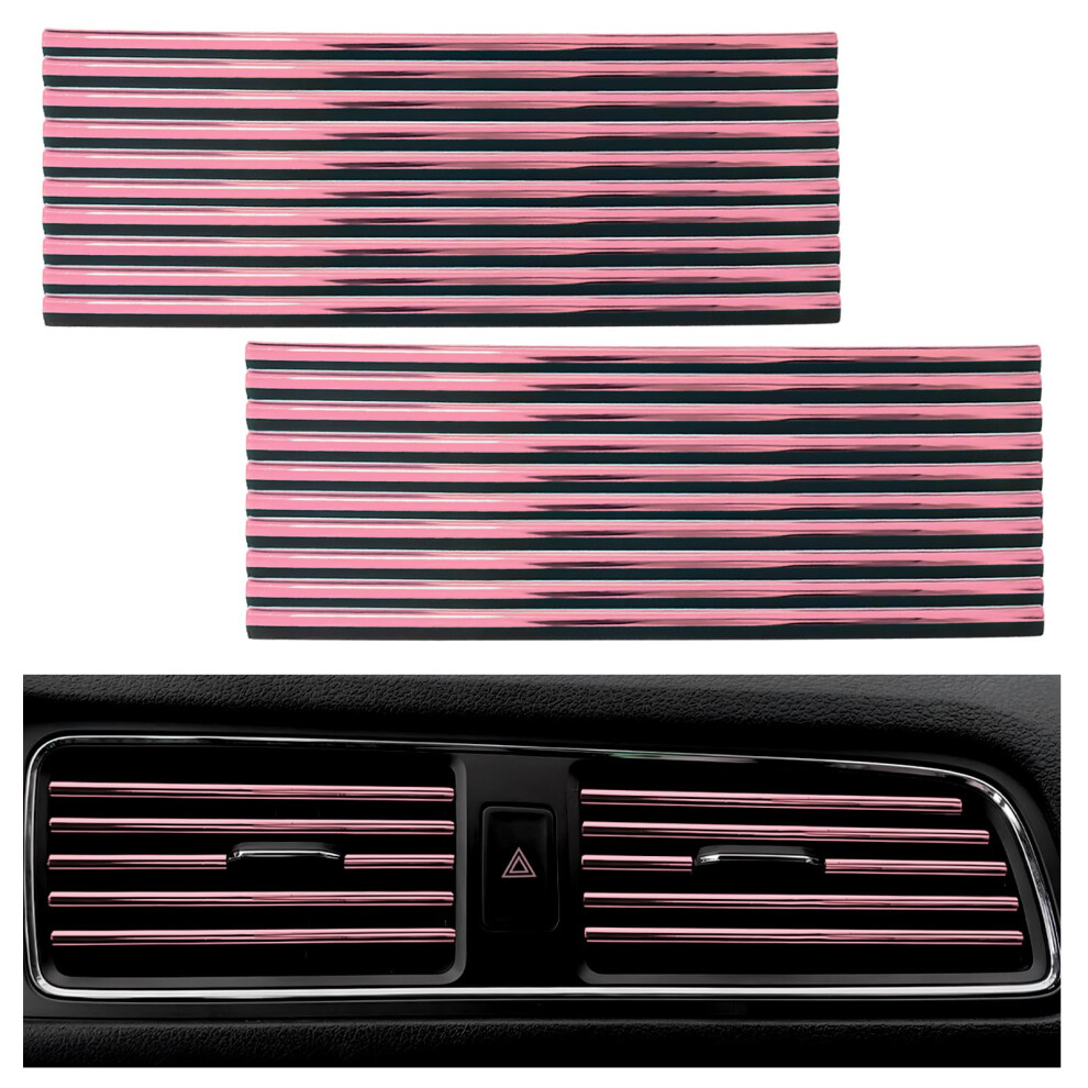 20Pcs Waterproof Car Air Vent Trim, Bendable Pvc Interior Decoration Strip, Scratchresistant Pink 9044945411027