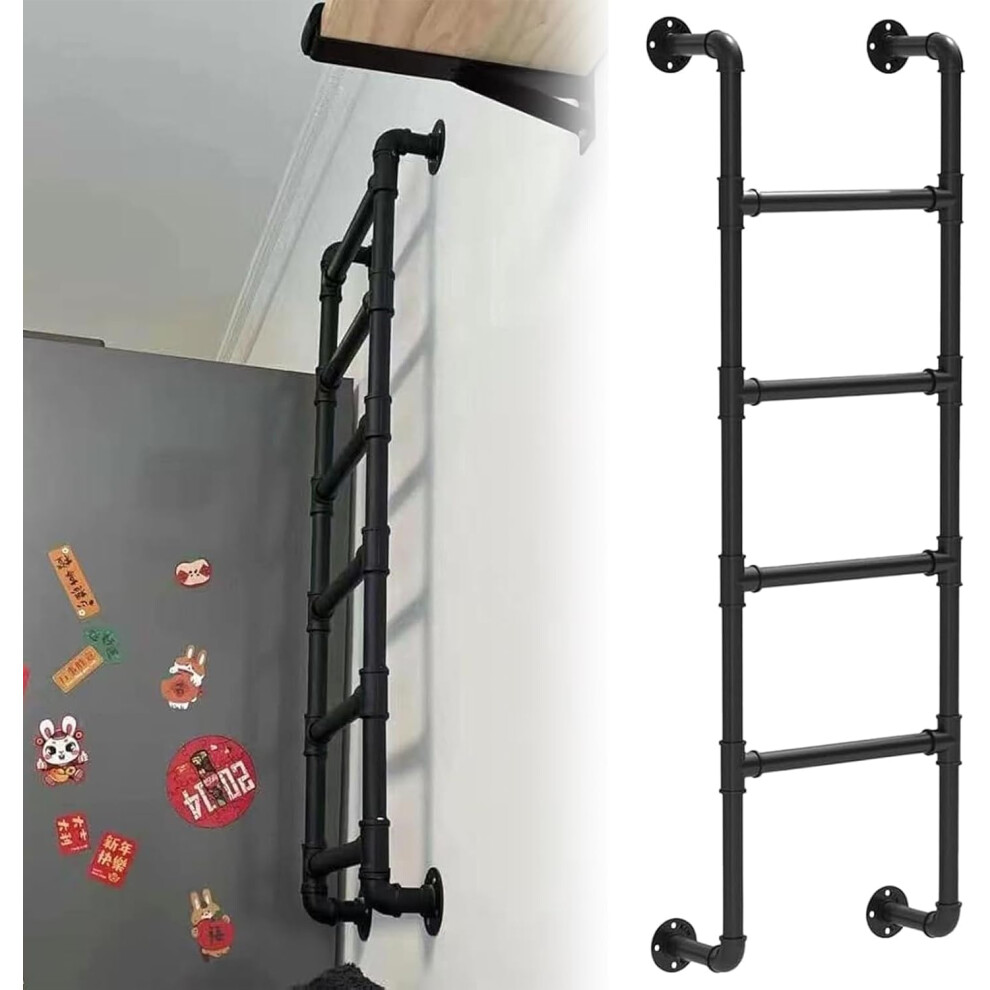 Wall Mounted Metal Egress Ladder 53In Heavy Duty Iron Construction For Attic Loft Bunk Bed 9070919960451