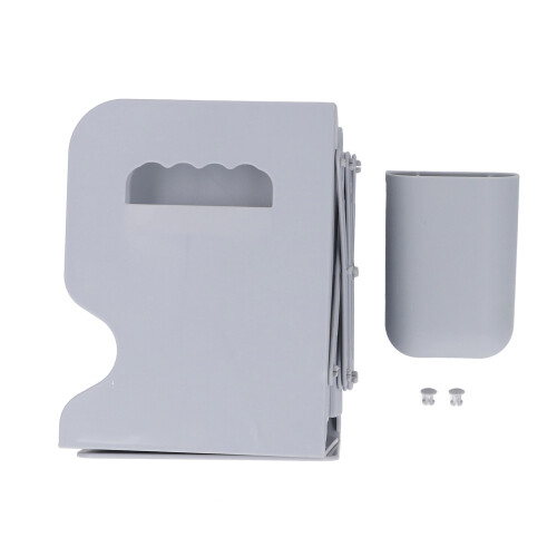 Extendable Non Skid PP Heavy Duty Grey Bookend with Pen Holder, Adjustable Shelf Support 1