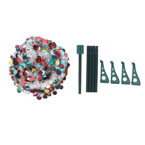 4.9ft Sequin Foldable Xmas Tree 1.5m Silver Colorful Holiday Decor 1
