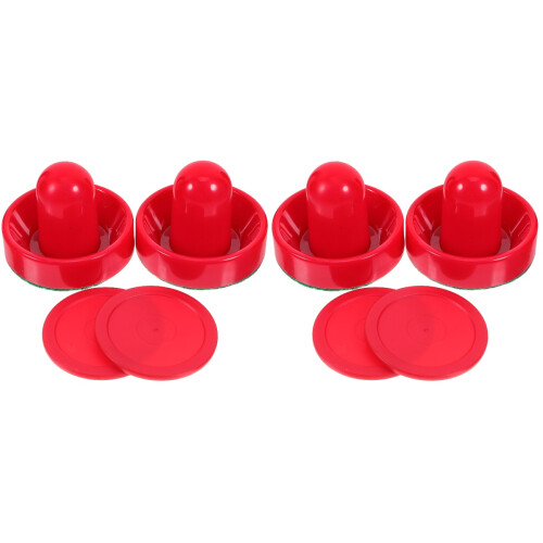 2Sets Rotes Eishockey Ersatzset Mit Kunststoff Pucks Und Schiebern 1