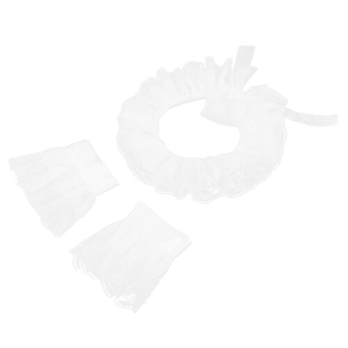 2Sets Weißes Rüschen - Manschetten Set Für Cosplay 2