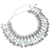 Sky-Blue Legierung Tassel Taille Kette Boho Belly Dancer Gürtel