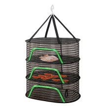 Herb Drying Rack 3 Layer Foldable Mesh with Zipper and Windproof Hook for Herbs Vegetables