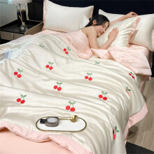 Cooling Quilt Set Ice Silk 4Piece Breathable Reversible King Bedding Floral Air Conditioning Blanket