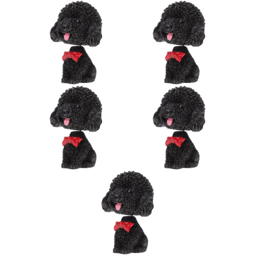 5Pièces Figurine Chiot Résine Noire Décoration Intérieure 2