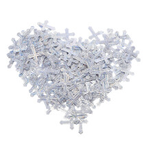 4Pcs Vibrant Silver Plastic Cross Confetti for Communion Baptism