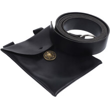 4Sets Black PU Medieval Waist Pouch for Halloween Cosplay Use
