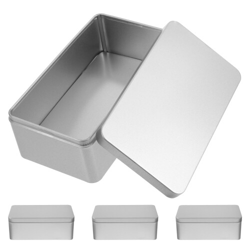 12Pcs Classic Silver Rectangular Tinplate Storage Box for Food Snacks 2