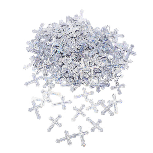 4Pcs Vibrant Silver Plastic Cross Confetti for Communion Baptism 2