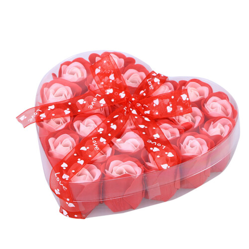 24Pcs Scented Bath Soap Rose Red for Shower Gift Box
