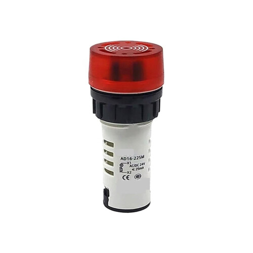 Warning Buzzer Red Flash Alert Intermittent Sound 22mm Panel Mount Industrial Alarm Buzzer 1