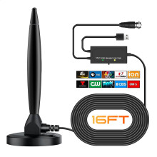 Indoor TV Antenna with Signal Booster, Long Range 4K UHD Reception for Smart and Old TVs, 16ft Cable