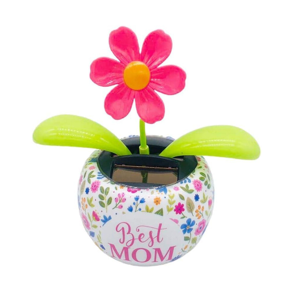 Solar Dancing Flower For Car Dashboard, Cute Solar Powered Bobblehead Ornament Ecofriendly Pink 9113335729773