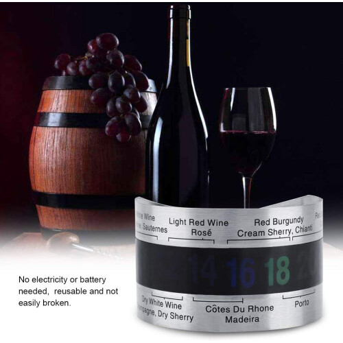 Wine Bottle Thermometer with LCD Display, Battery Strap for Red and White Wine Temperature 1
