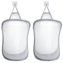 2 PCS Collapsible Laundry Basket Hanging Hamper with Handle, Foldable Mesh for Dorm Bathroom Storage Gray