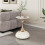 White Round Side Table for Small Spaces with Durable Metal Base, Modern Bedside Accent Table Type A 1
