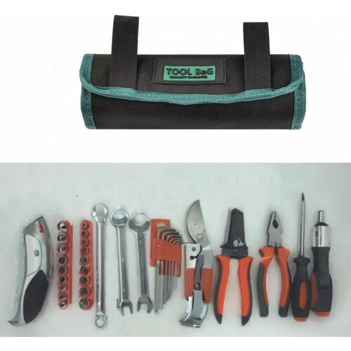 Tool Roll Bag Canvas Drill Bit Organizer for Electricians DIY Small Tools Durable Storage Pouch 2