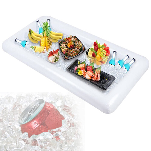 Inflatable Serving Bar Buffet Table with Drain Plug, Keep Drinks IceCold for Pool Parties Outdoor Events