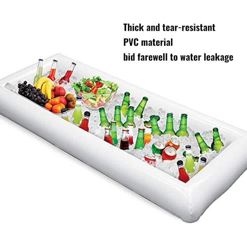 Inflatable Serving Bar Buffet Table with Drain Plug, Keep Drinks IceCold for Pool Parties Outdoor Events 1