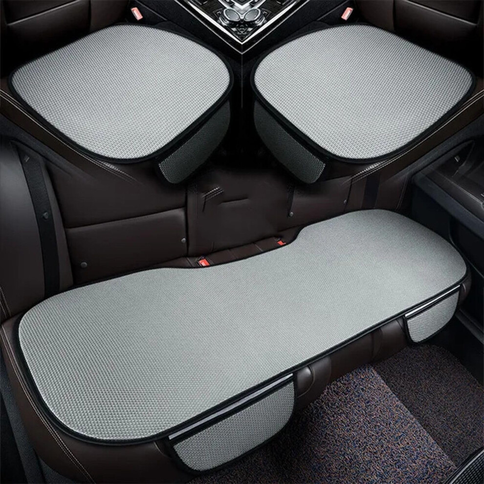 Car Seat Cushion Breathable Ice Silk Summer Cool Antislip Cover With Ergonomic Support Set Gray 9455672866767