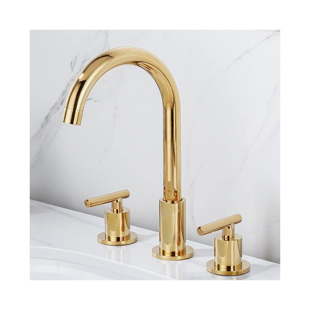 Solid Brass Bathroom Faucet Polished Chrome Basin Mixer Tap Deck Mounted Double Handle Lead 9044945412857