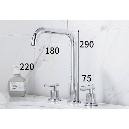 Solid Brass Bathroom Faucet Polished Chrome Basin Mixer Tap Deck Mounted Double Handle Lead 2