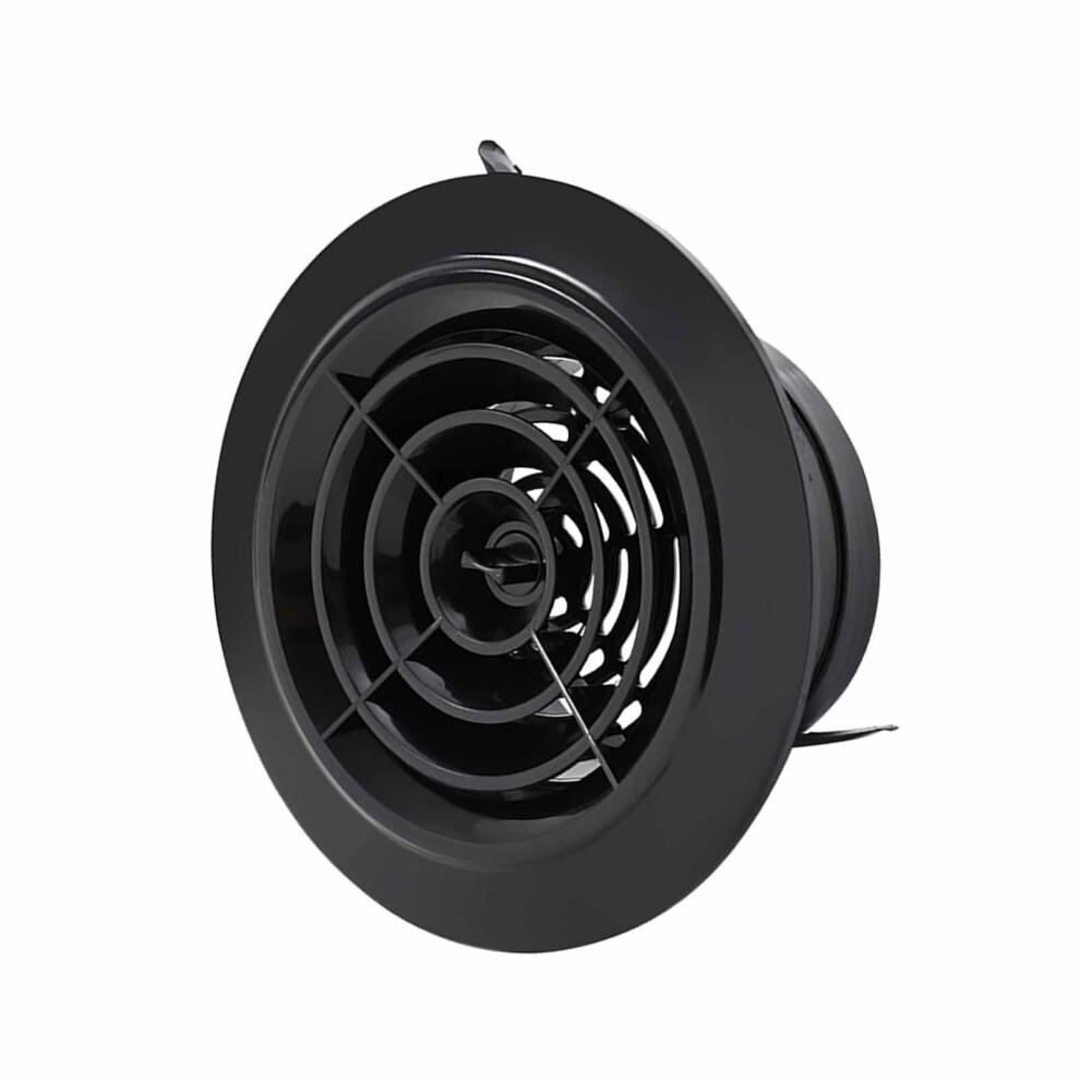 Adjustable Abs Air Vent Cover With Airflow Control For Hvac, Round Black 75Mm 9174973513865