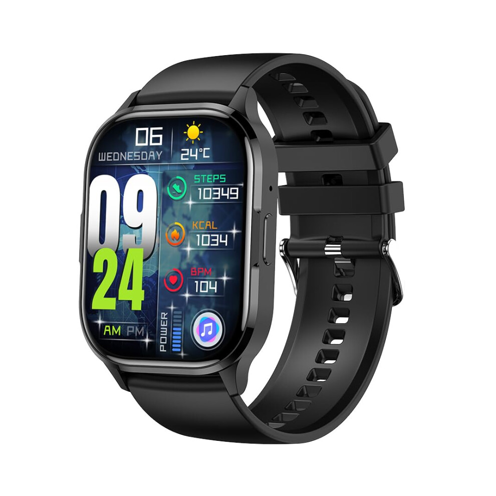 Smart Watch With 2.01' Amoled, Bluetooth Calling, Nfc, Fitness And Health Tracking, Ip67 Waterproof Black 9070919962677