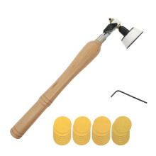 2 Inch Bowl Sander Kit with Dual Bearing Curved Head, Hardwood Handle, Multiple Grit Sanding Discs 42PC