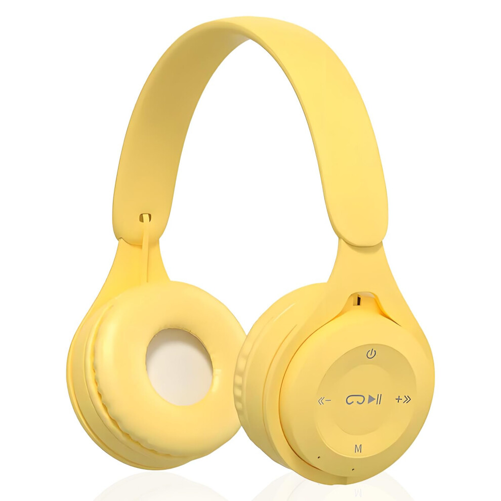 Bluetooth Noise Cancelling Headphones With Mic, Hybrid Anc, Deep Bass, Wireless Over Ear Yellow 9455672869027
