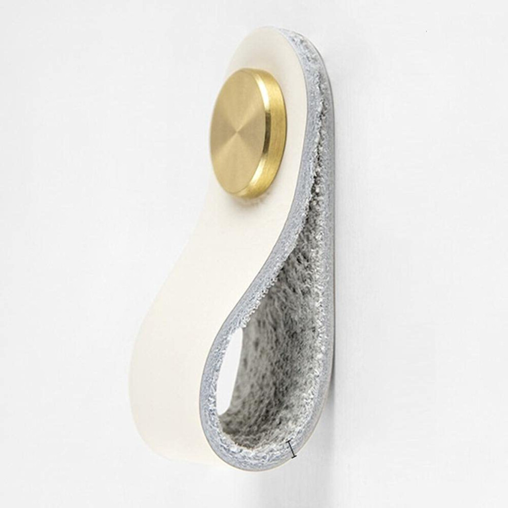 Leather Cabinet Handles 4Pcs 128Mm Cowhide And Copper Drawer Pulls Modern Wardrobe Furniture 9044945413465
