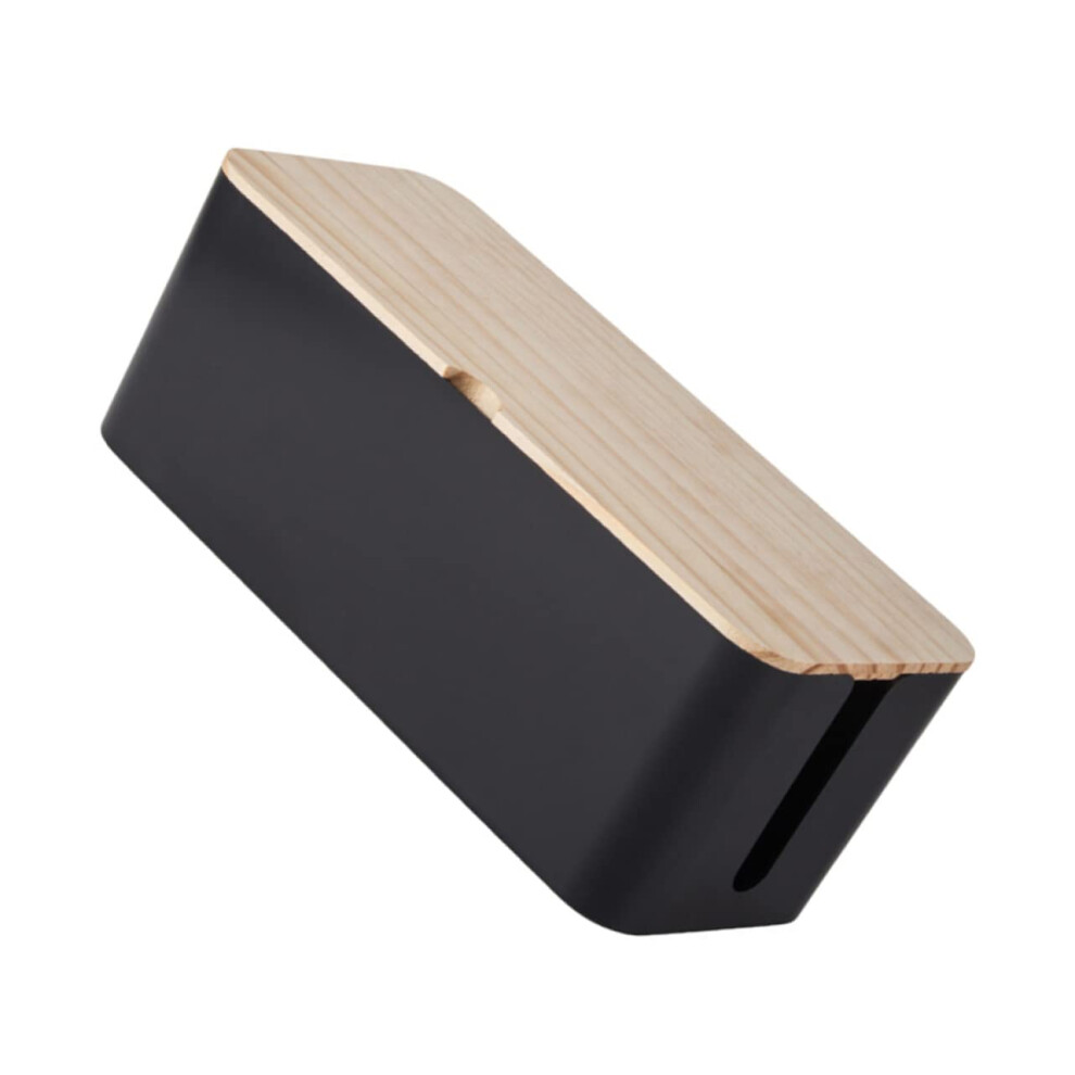 Cable Management Box With Wooden Lid, Cord Organizer For Home Office, Power Strip Storage Solution 9113335730427