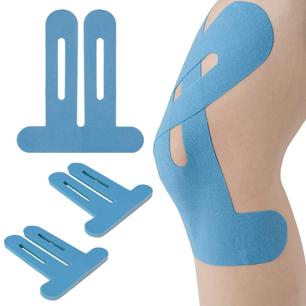 Blue Precut Kinesiology Tape For Knee Pain Relief, Waterproof Elastic Athletic Knee Support Tape, 10Pcs