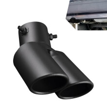 Universal Stainless Steel Dual Exhaust Tip Black, Noise Reduction Double Outlet Corrosion Resistant